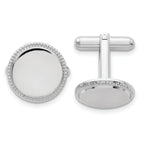 Rhodium-Plated Polished Round Engravable Cuff Links by Kelly Waters