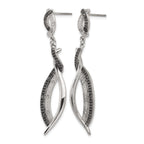 Stainless Steel Polished & Antiqued Black Cubic Zirconia Drop Dangle Earrings for Women