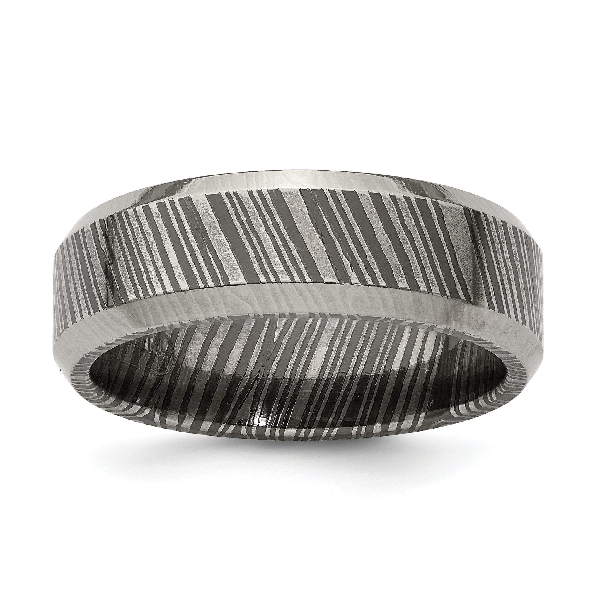 Beveled-Edge Comfort-Fit Wedding Band in Titanium, 7mm