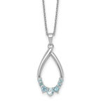 Sterling Silver Rhodium-plated Polished Swiss Blue Topaz Teardrop 16 Inch with 2 Inch Extension Necklace