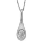 Brilliant Embers Sterling Silver CZ Teardrop Necklace with Rhodium Polish
