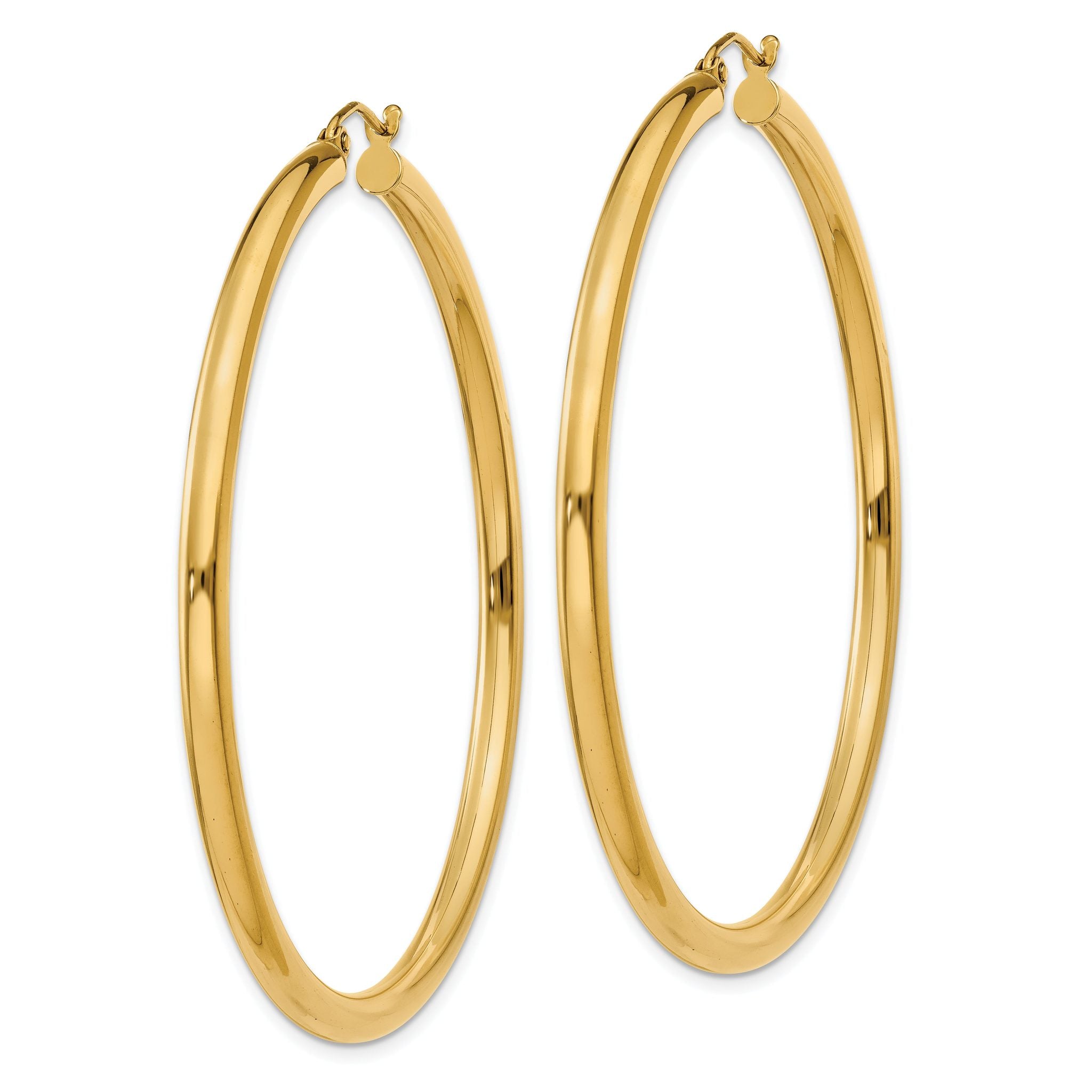10k Polished 3mm Lightweight Tube Hoop Earrings Secondary image