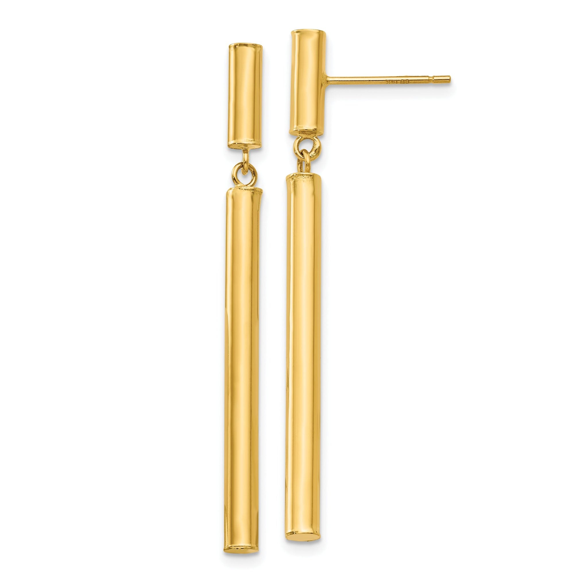 14k Fancy Dangle Round Tube Earrings Main image