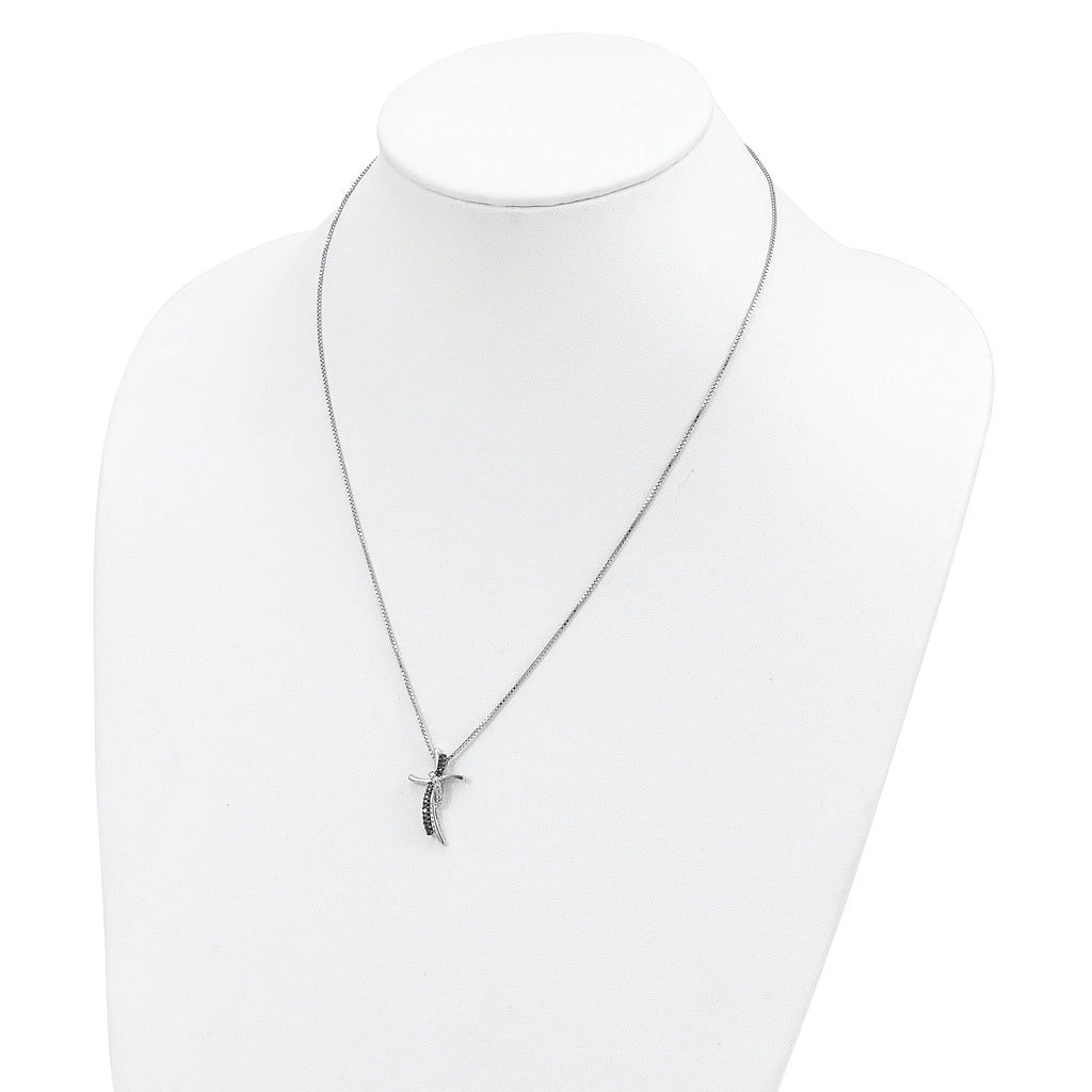 Sophia Jewelers Sterling Silver Diamond Cross Necklace with Rhodium Finish