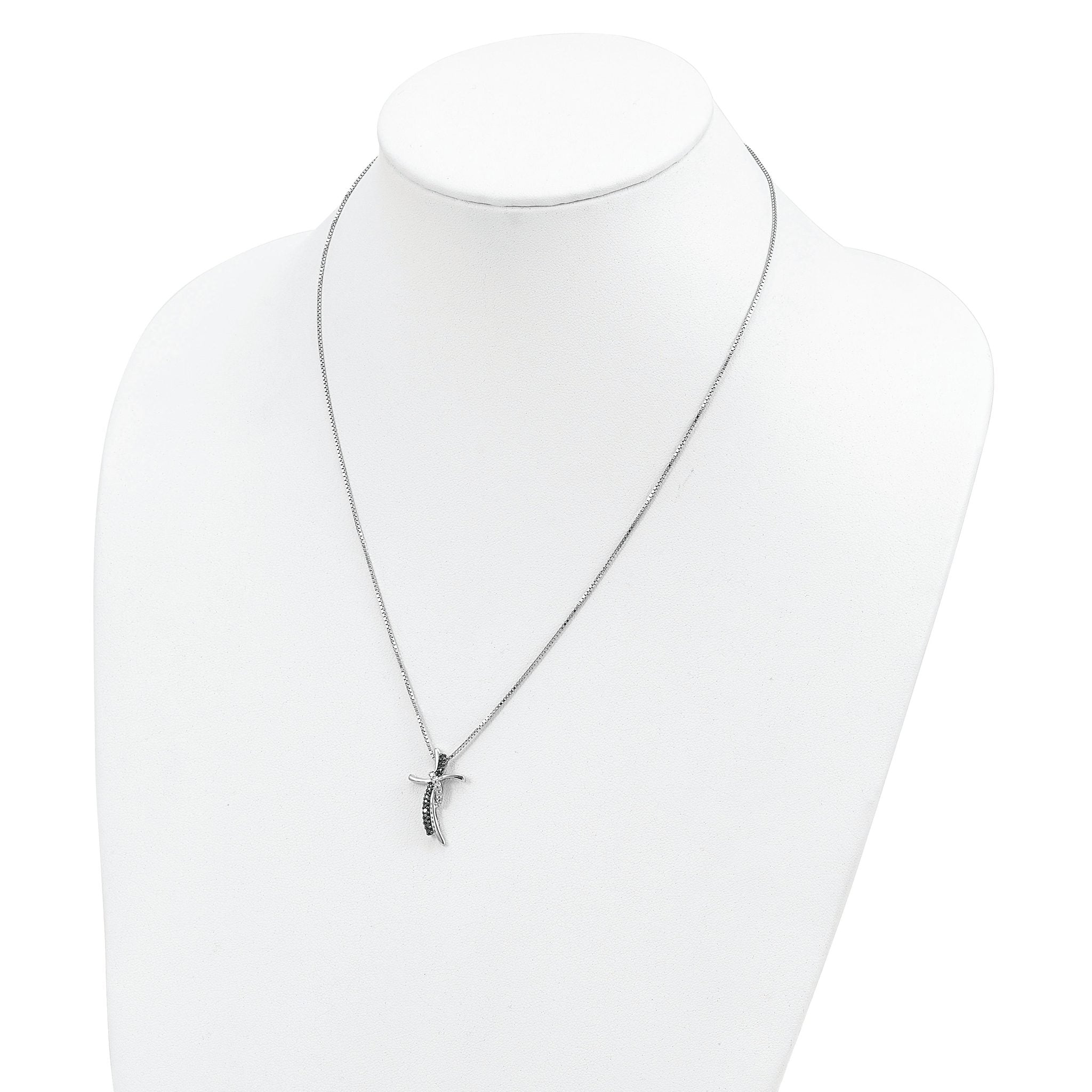 Sophia Jewelers Sterling Silver Diamond Cross Necklace with Rhodium Finish