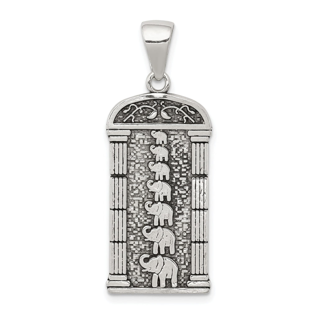 Sophia Jewelers 925 Sterling Silver Men's Antiqued Elephant Pendant