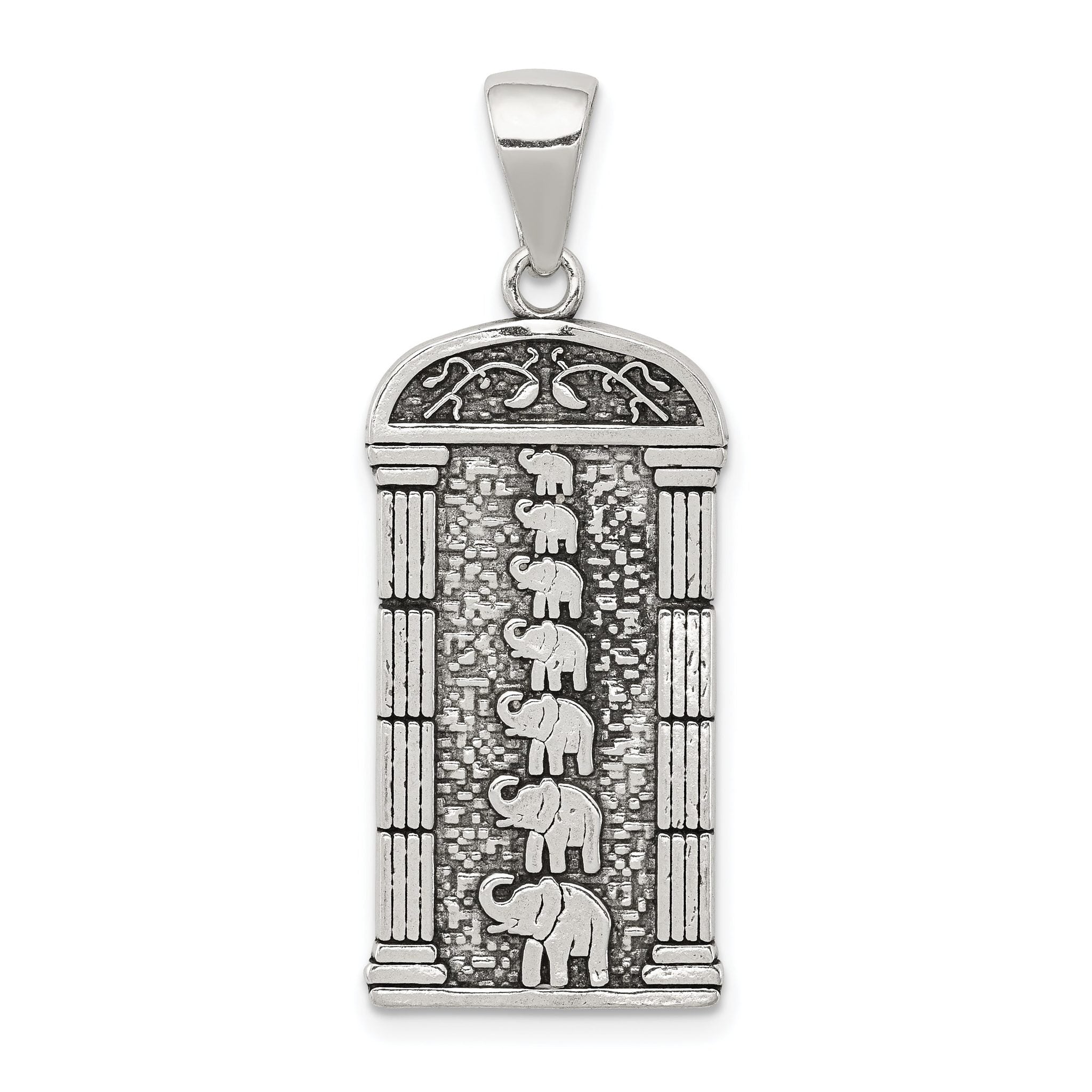 Sophia Jewelers 925 Sterling Silver Men's Antiqued Elephant Pendant