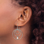 Stainless Steel Polished Pear Simulated Pearl Drop Dangle Earrings for Women