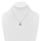 Sterling Silver Rhodium-plated Heart With Heart Cutout 16 inch with 2 inch Extension Necklace