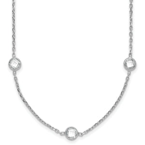 Station Cubic Zirconia Necklace in Sterling Silver - Sophia Jewelers