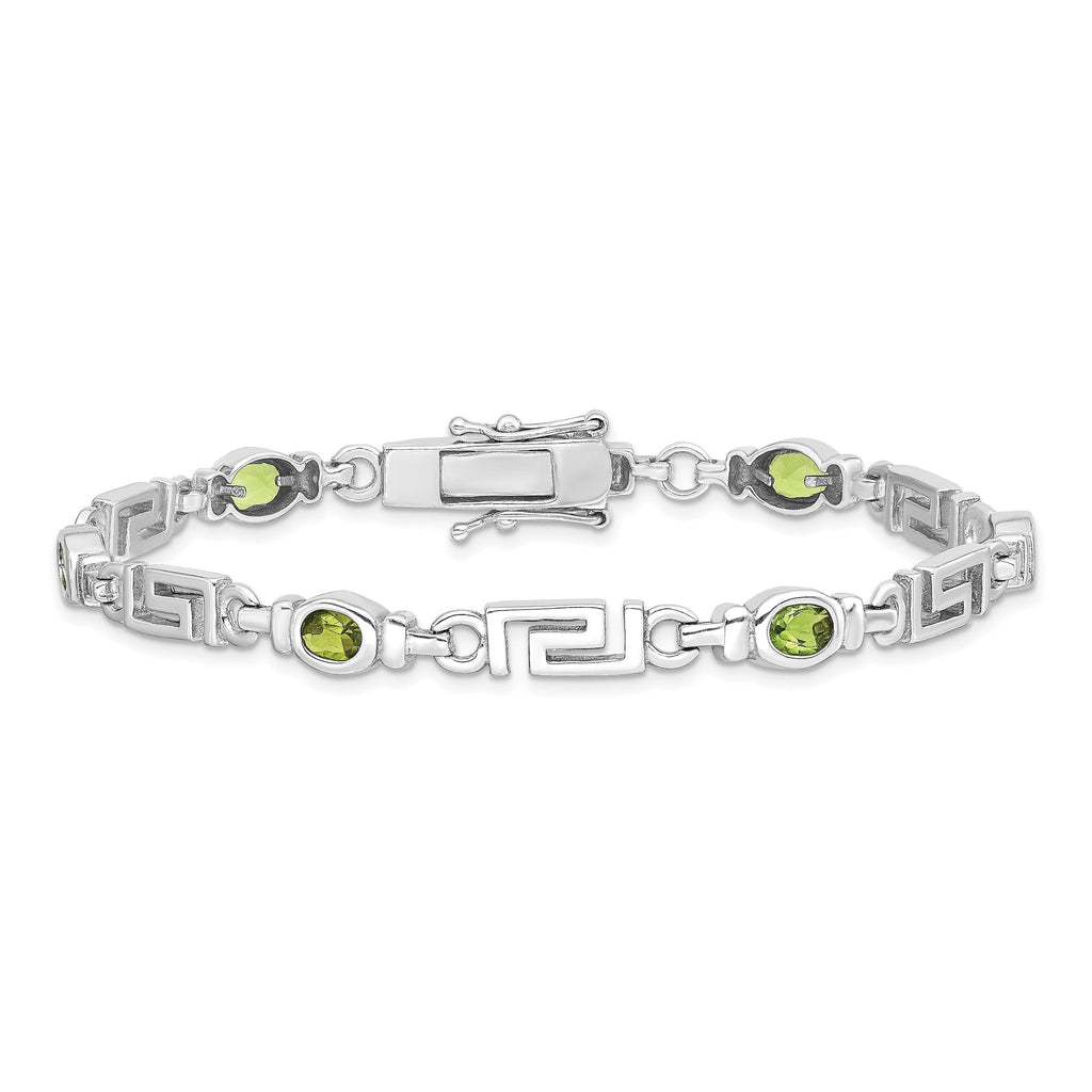Sterling Silver Rhodium-plated Peridot Bracelet