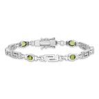 Sterling Silver Rhodium-plated Peridot Bracelet