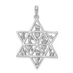 14K White Gold Star of David Pendant with Rhodium Plating  Elegant and Solid