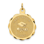 Graduation Day Disc Charm in 14K Yellow Gold, 29mm Engravable - Sophia Jewelers