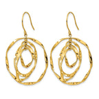 Stainless Steel Gold-Tone Polished Red Lab-Created Crystal Drop Dangle Earrings for Women