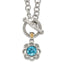 Shey Couture Sterling Silver Rhodium-plated with 14K Accent 18 Inch Round Light Swiss Blue Topaz and Diamond Toggle Necklace
