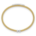 Sterling Silver Rh-plated/Gold-plated CZ Flexible Cuff Bangle