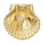 14K Gold Scallop Shell Slide Pendant  Fits 8mm & 10mm Omega