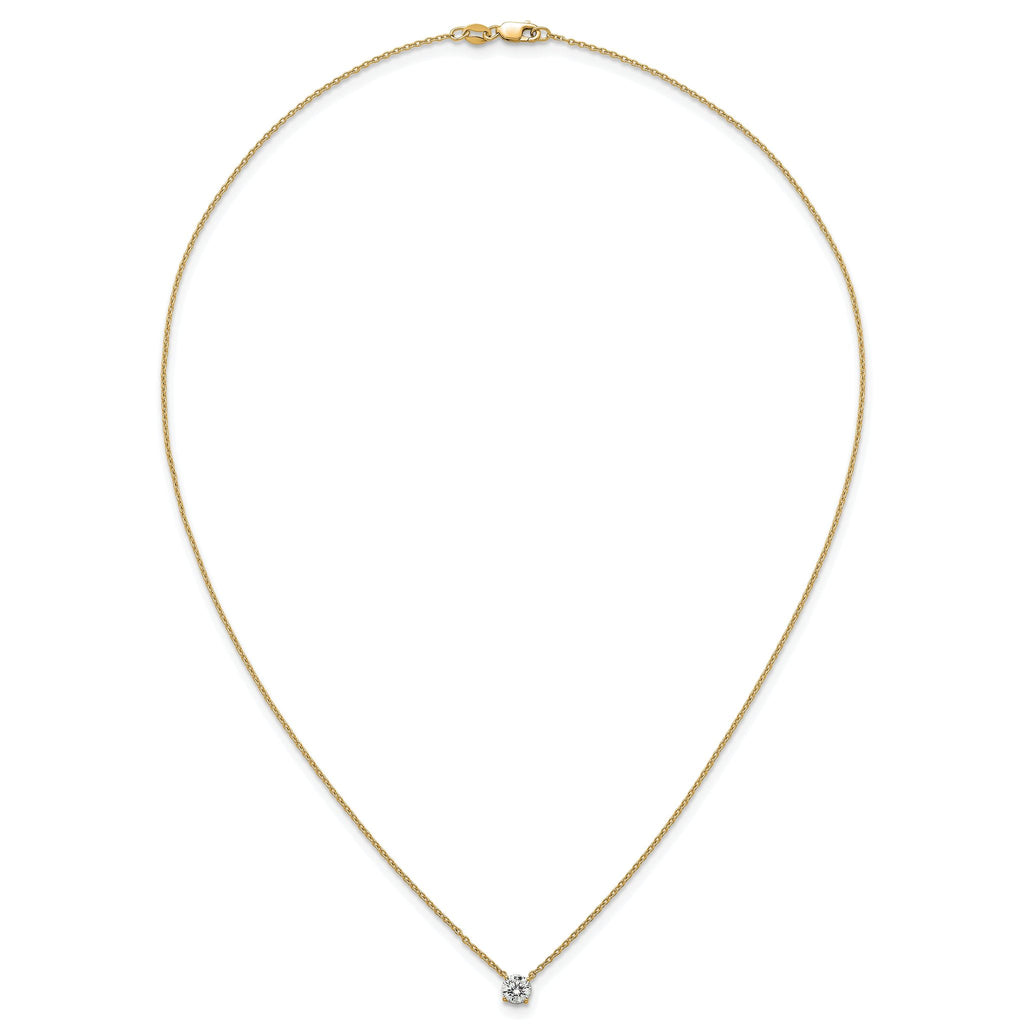 14k 1/2 carat Lab Grown Diamond VS+ F+ Round Complete Four Prong 18 inch Solitaire Necklace