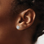 14k White Gold 3/4 carat Lab Grown Diamond VS/SI+ G+ Round Halo Post Earrings