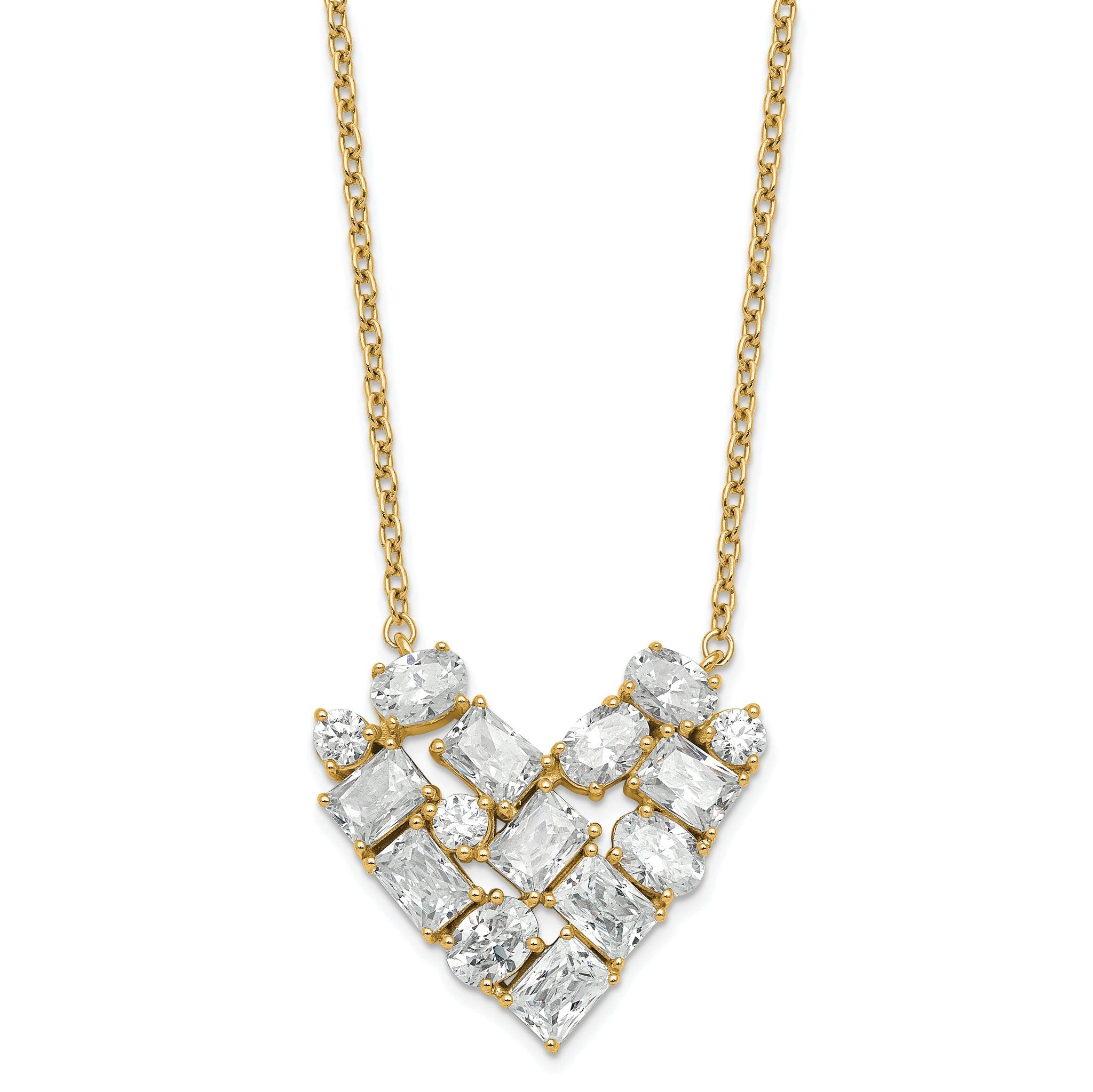 14k 1 1/4 carat Lab Grown Diamond VS/SI+ G+ Complete 18 inch Cluster Heart Necklace