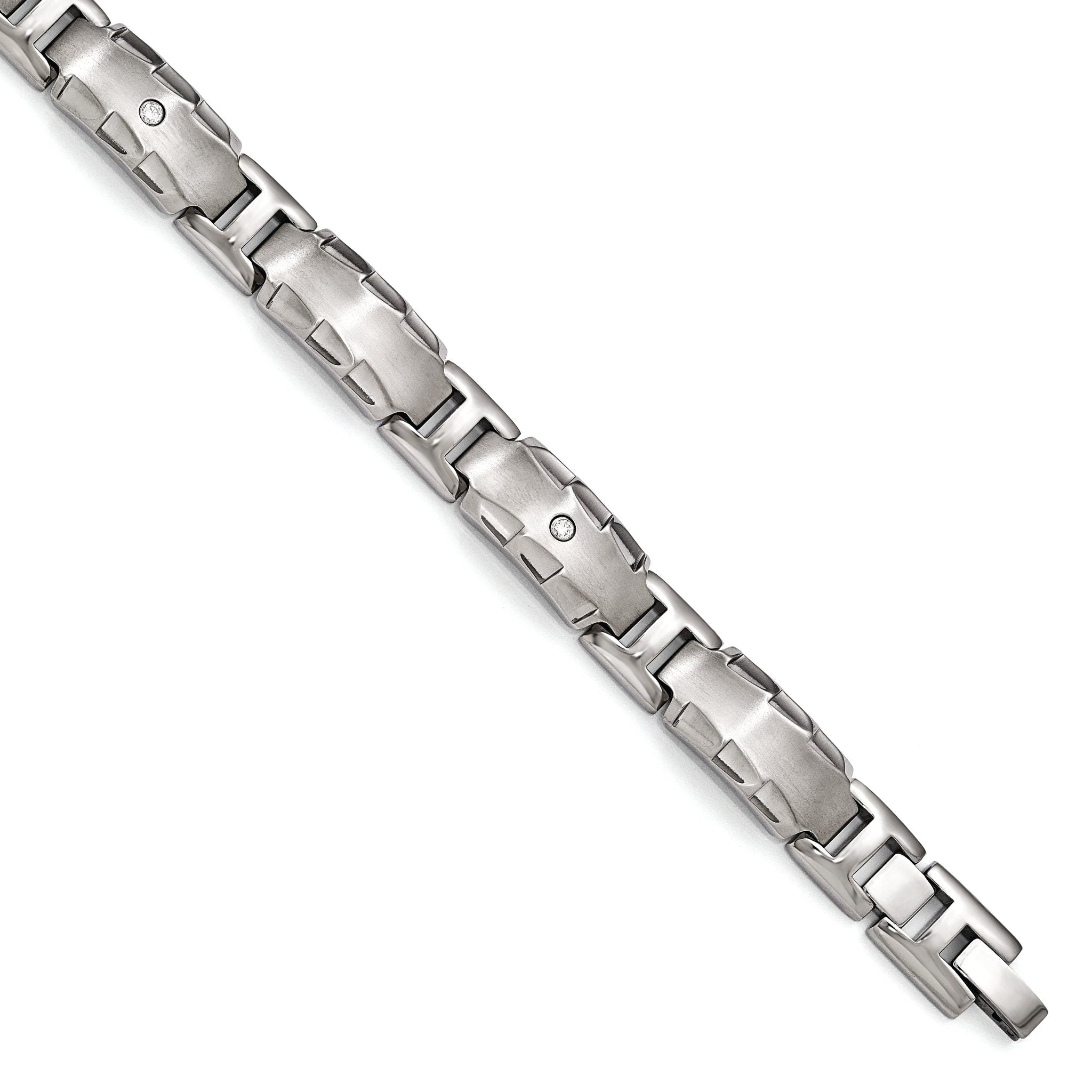 Edward Mirell Titanium Facet Edge .12ct Dia Brushed&Polished Link Brace Main image
