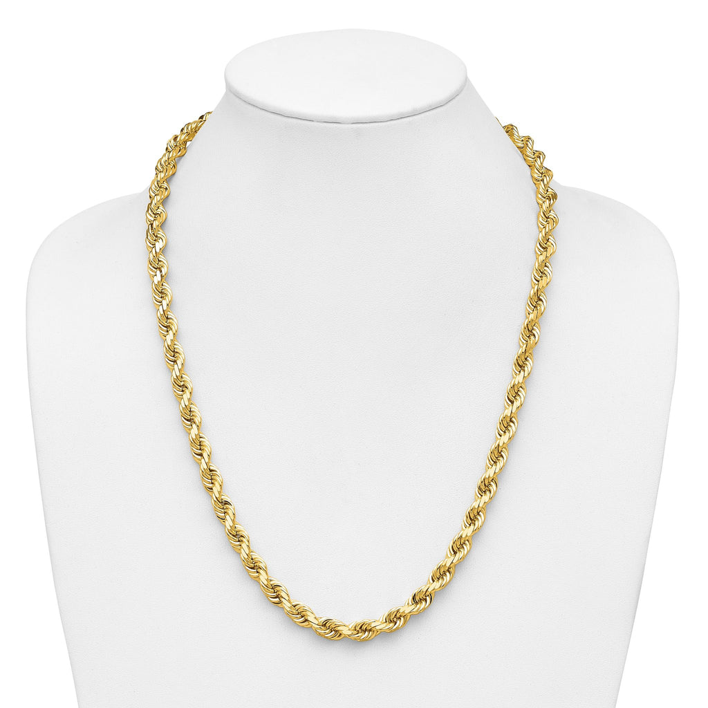 14K 20 inch 8mm Diamond-cut Rope with Fancy Lobster Clasp Chain