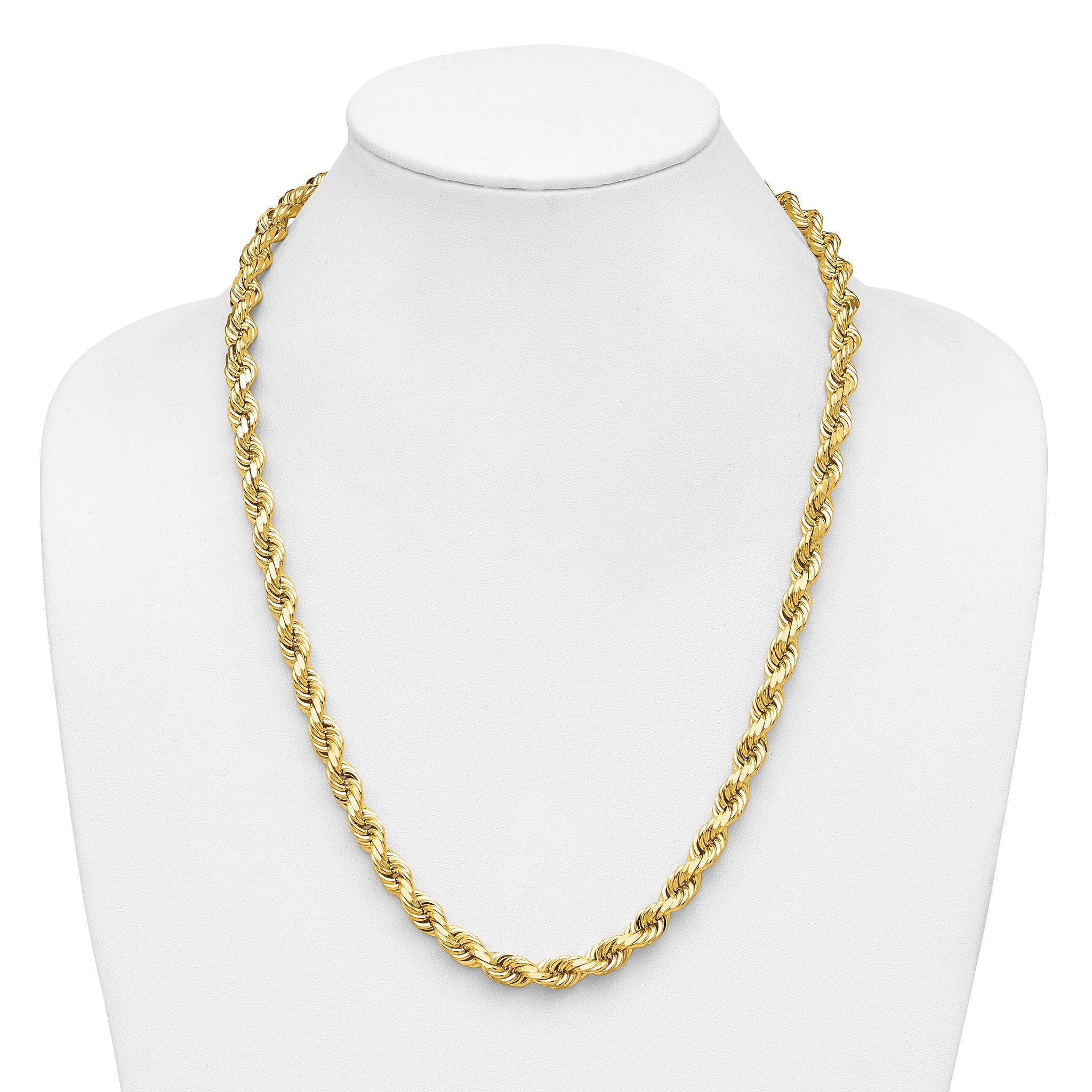 14K 20 inch 8mm Diamond-cut Rope with Fancy Lobster Clasp Chain