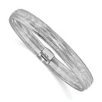14K with White Rhodium Plating Polished Mesh Stretch Bracelet