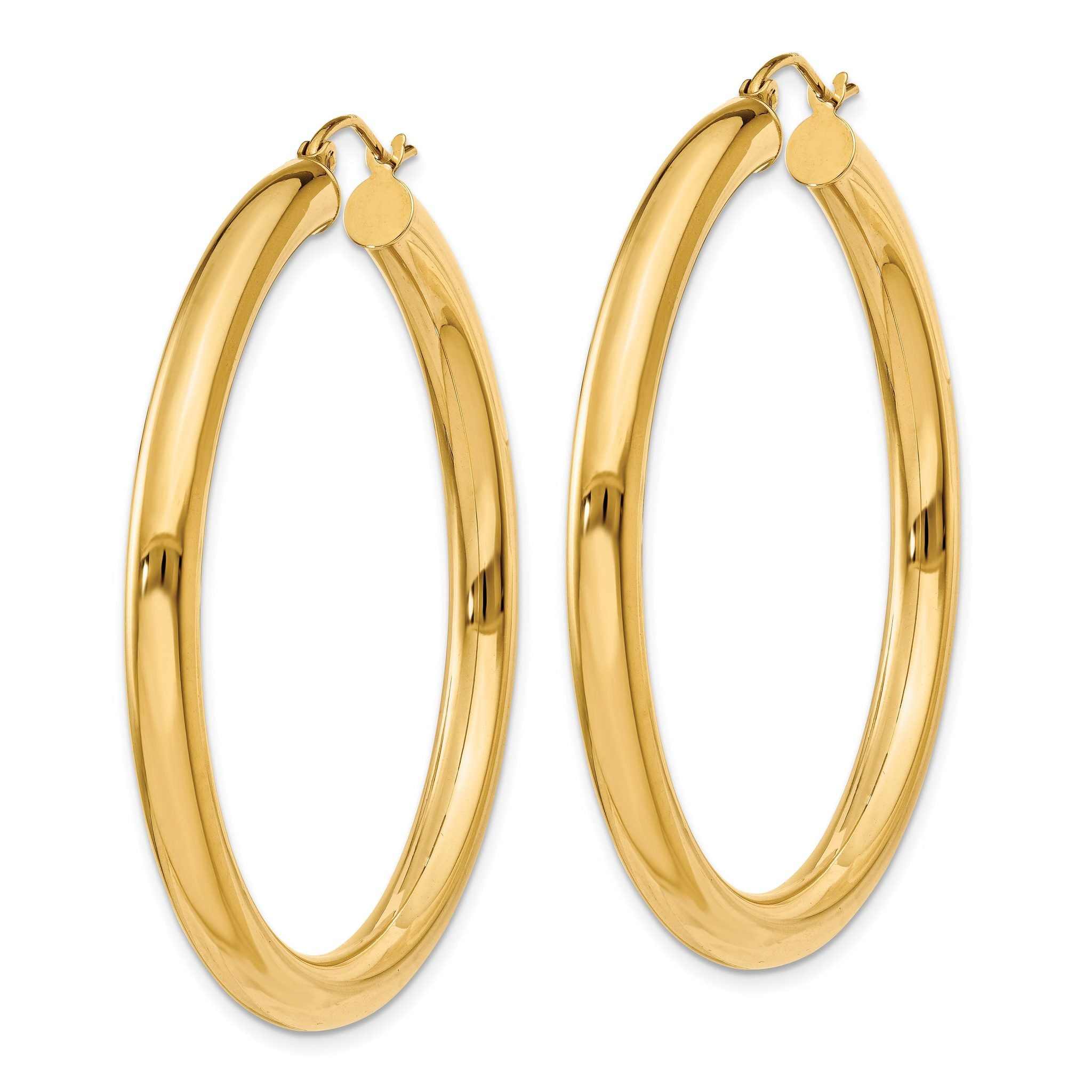 10K Gold Polished 4mm Tube Hoop Earrings for Women Elegant Design Secondary image