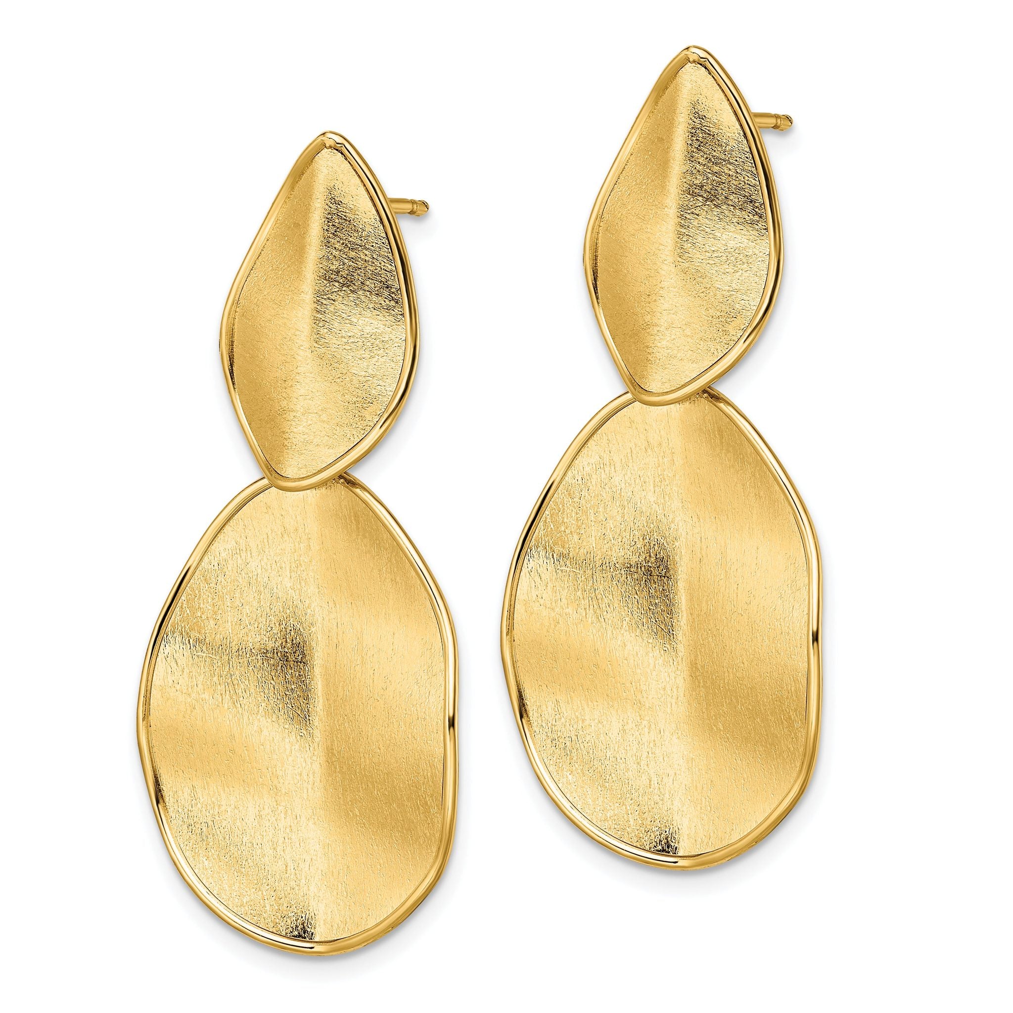 14k Polished Textured Post Dangle Earrings Secondary image