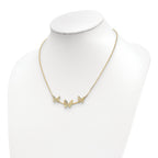 14K Polished Filigree 3-Butterfly Bar Necklace