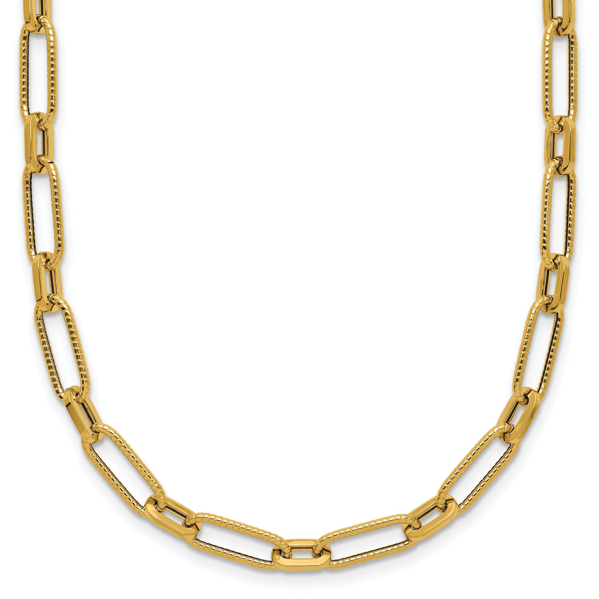 14K Polished Textured Fancy Link Necklace Main image