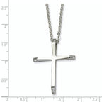 CZ Cross Pendant Necklace in Stainless Steel