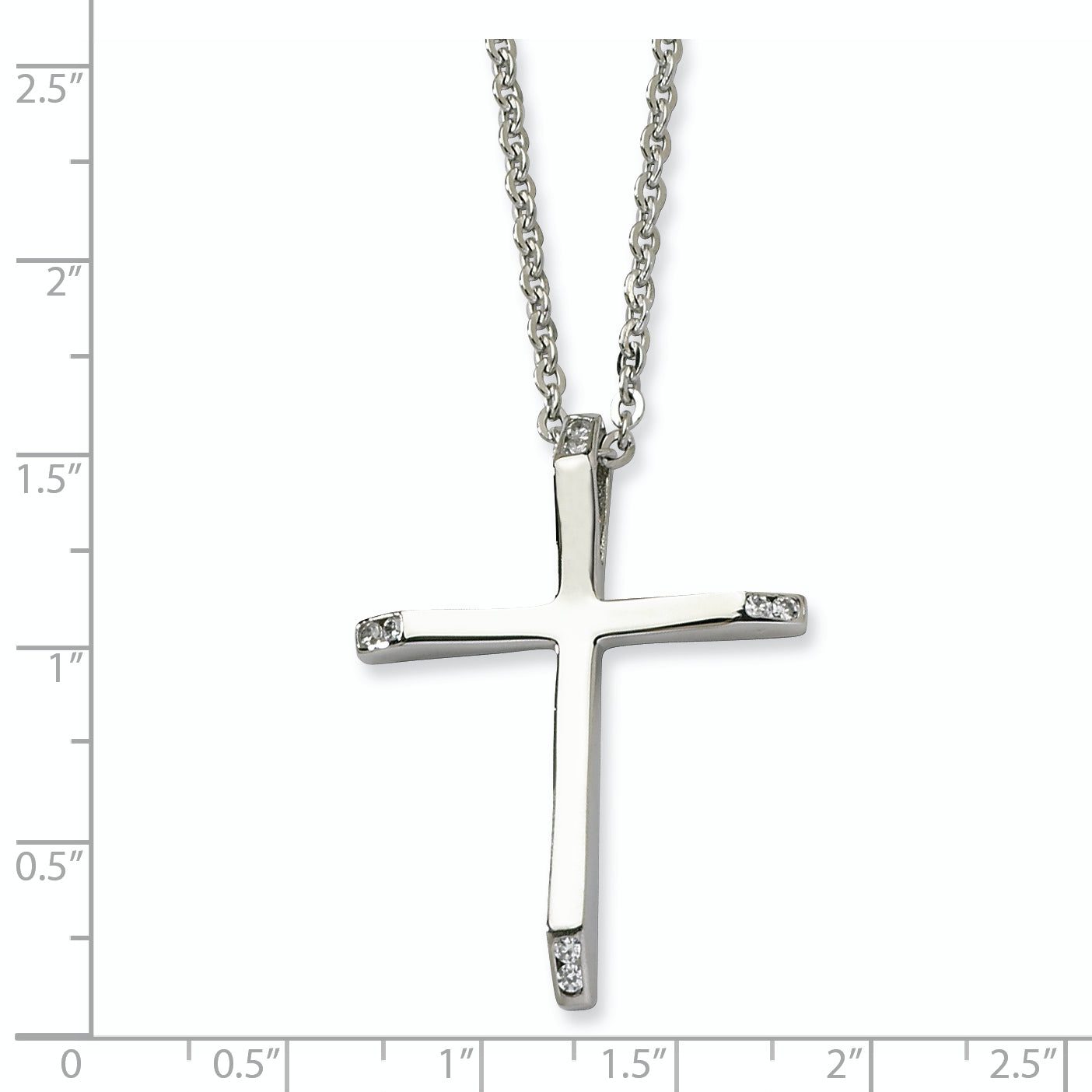 CZ Cross Pendant Necklace in Stainless Steel