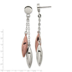 Stainless Steel Brown Polished Drop Dangle Earrings for Women