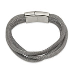 Stainless Steel Polished Mesh 3-Strand Bracelet for Women