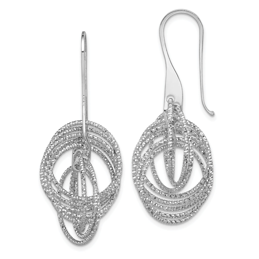 Sophia Jewelers Sterling Silver Rhodium-Plated Dangle Earrings with Diamond-Cut Intertwined Circles