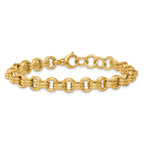 14k Polished 8.5mm Lightweight Double Link Cable 7.5 inch Bracelet Plus 0.75 inch Extender