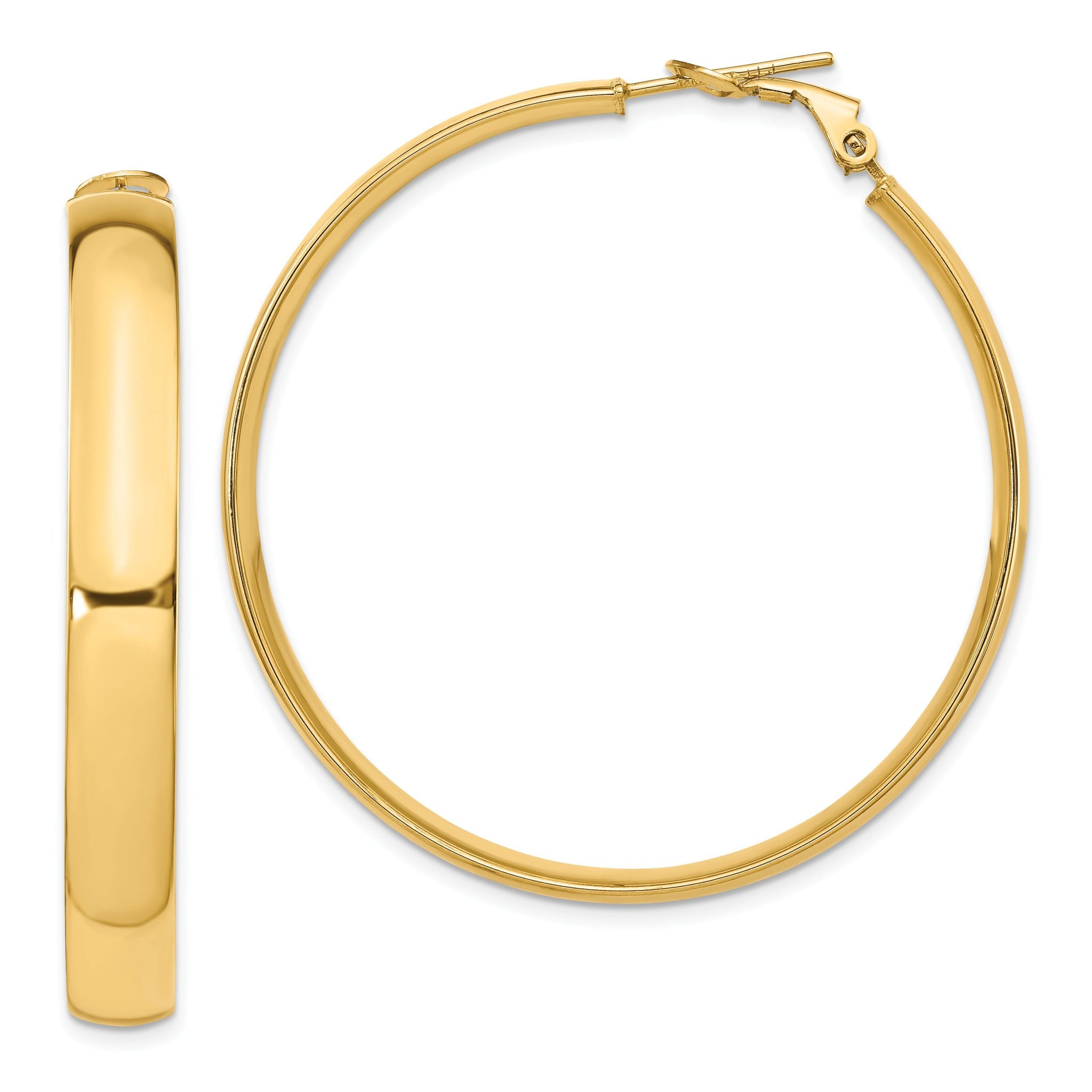 14K 6mm High Polished Omega Back Hoop Earrings Main image