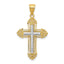 14K Two-Tone Fleur De Lis Cross Pendant  Elegant Solid Gold Design
