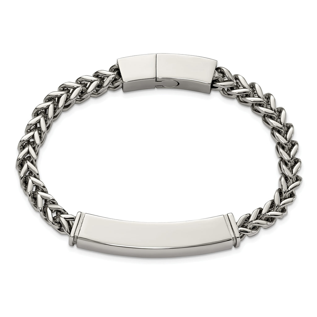 Stainless Steel Polished Heavy Wheat ID Bracelet for Men