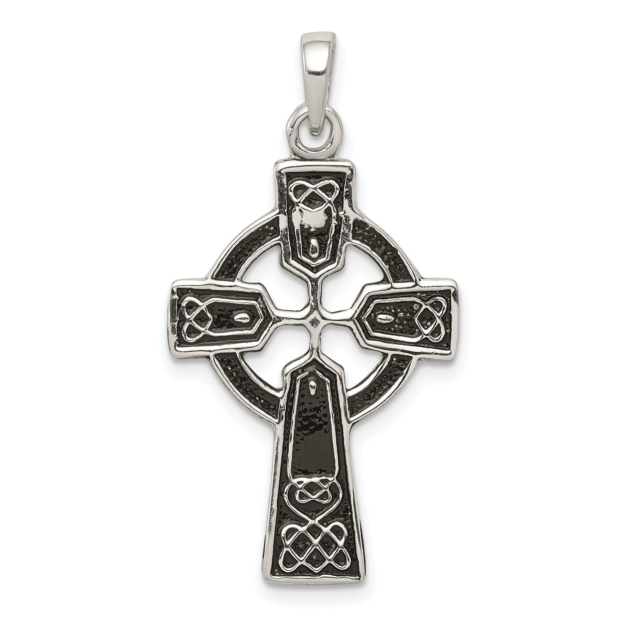 Sterling Silver 925 Celtic Cross Pendant with Polished Antique Design