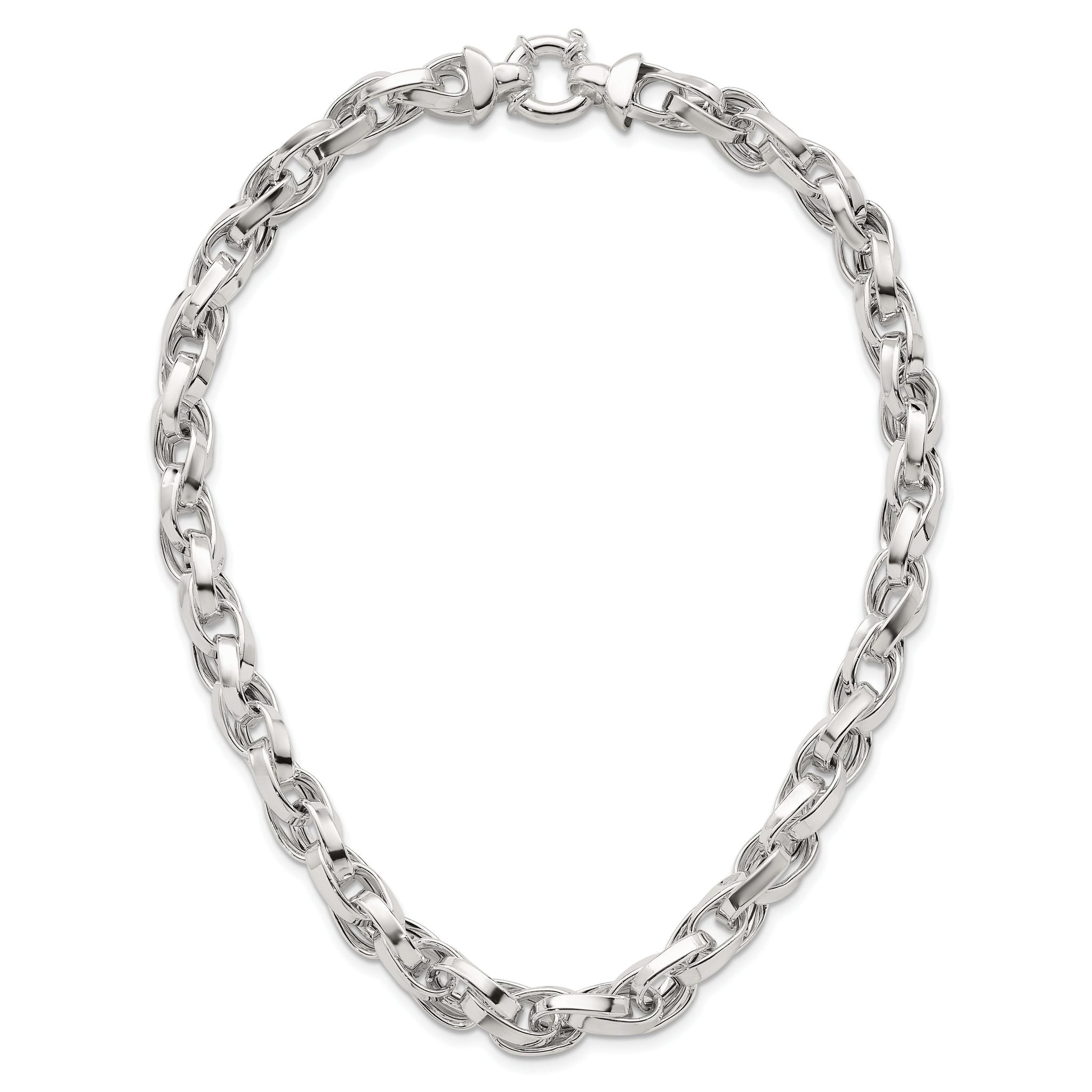 Sterling Silver Polished Double Twisted Link 18 inch Necklace