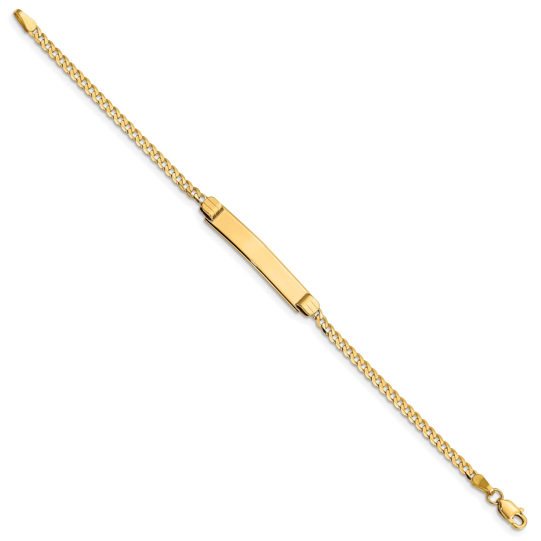 14k Polished Solid Chain/Solid Plate Curb Link 26x5mm Plate 6 inch Baby/Child ID Bracelet