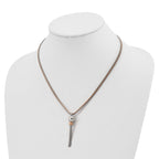Stainless Steel Polished Rose IP-plated 2-Strand 18.5 inch Tassel Necklace