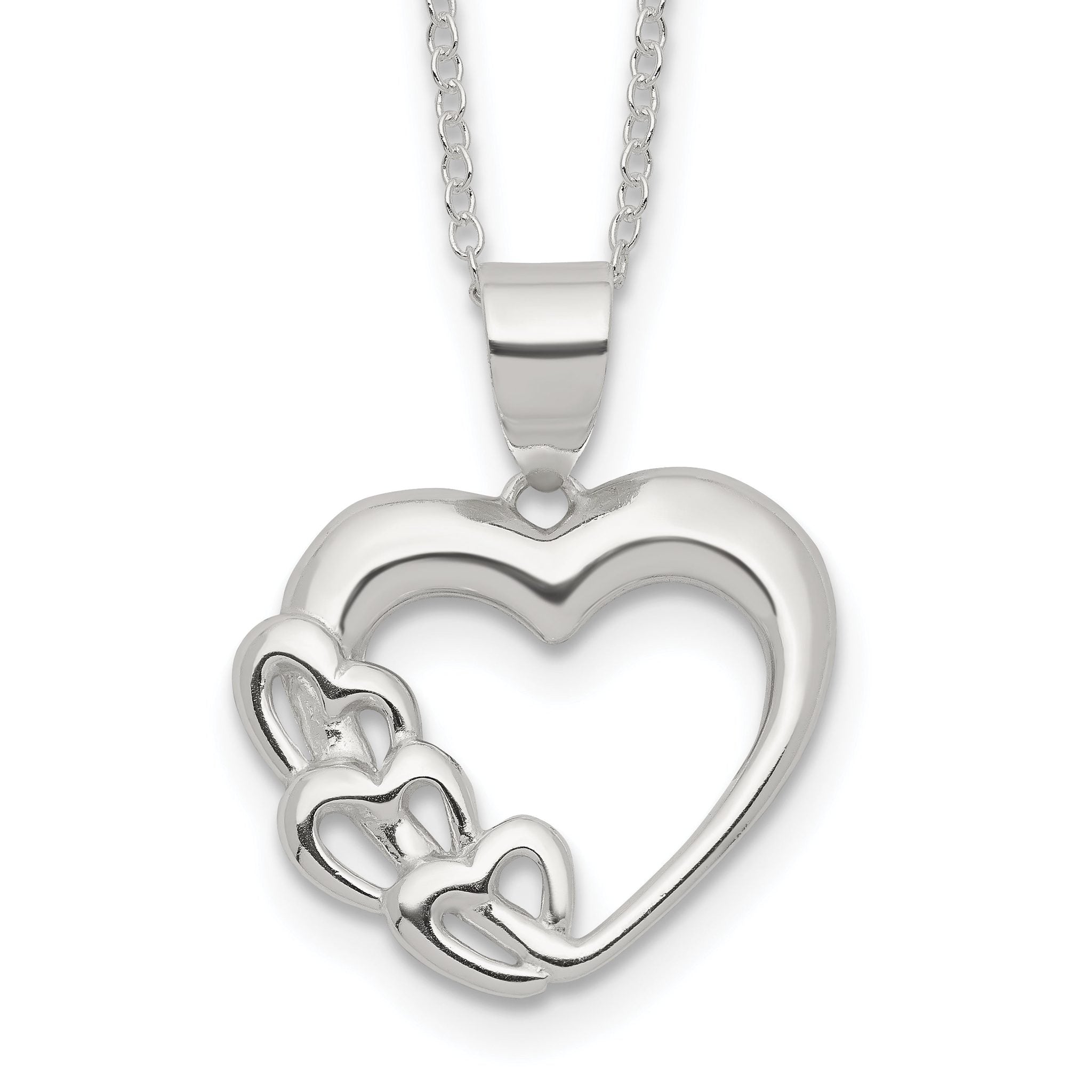 Sterling Silver Rhodium-plated Heart Necklace Main image
