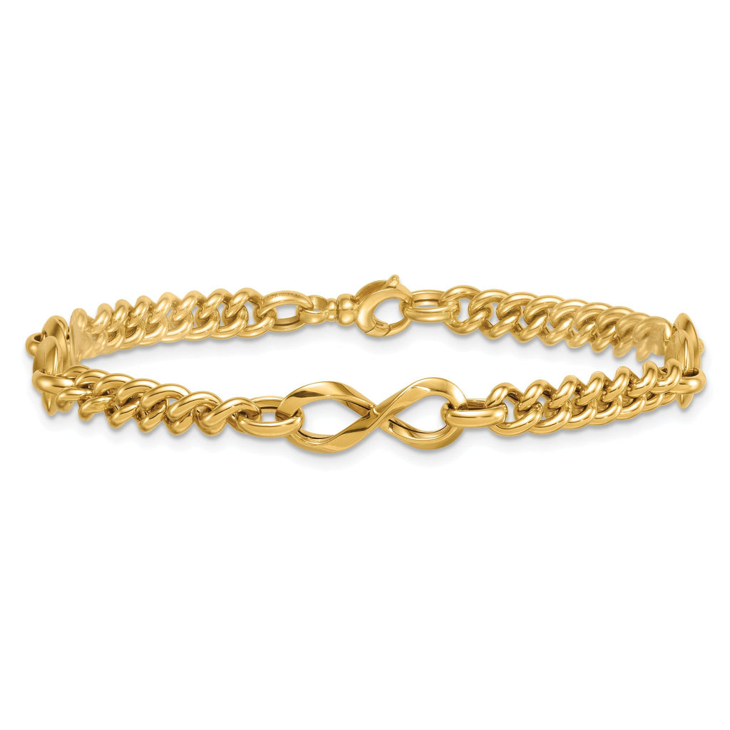 14k Polished 8mm Lightweight Fancy Infinity Link and Chain 8 inch Bracelet