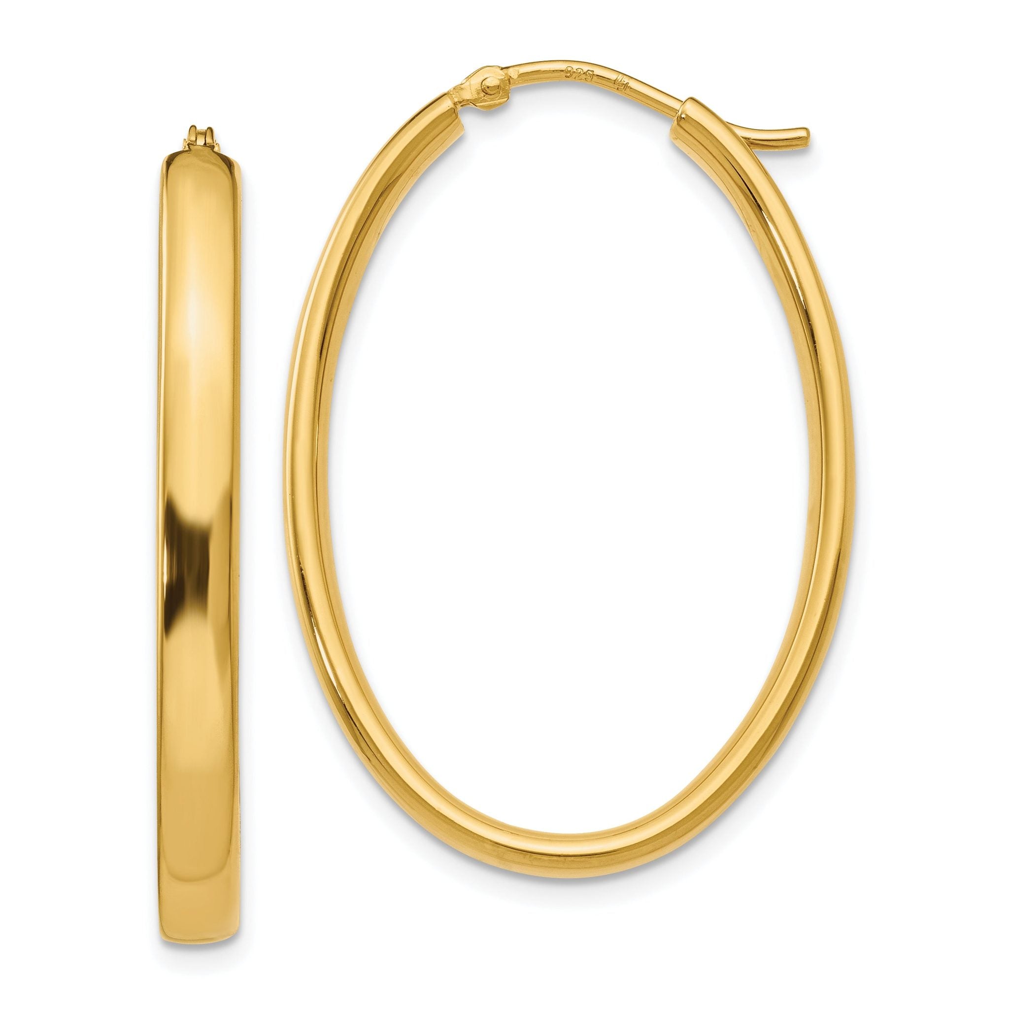 Sophia Jewelers Gold-Plated Sterling Silver Polished Oval Hoop Earrings