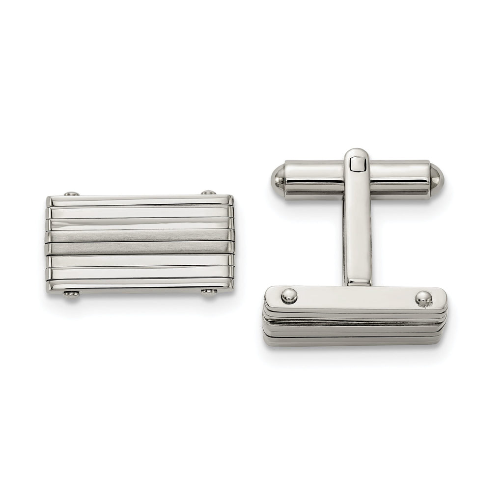 Stainless Steel Brushed & Polished Rectangle Cuff Links